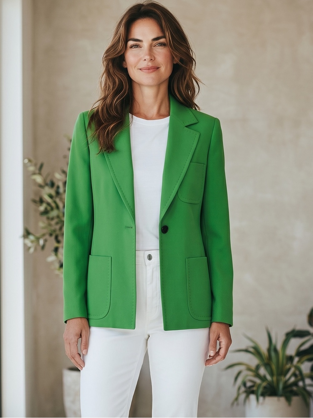 MAXMARA Green Cupro Long Sleeve Blazer Sports Coat